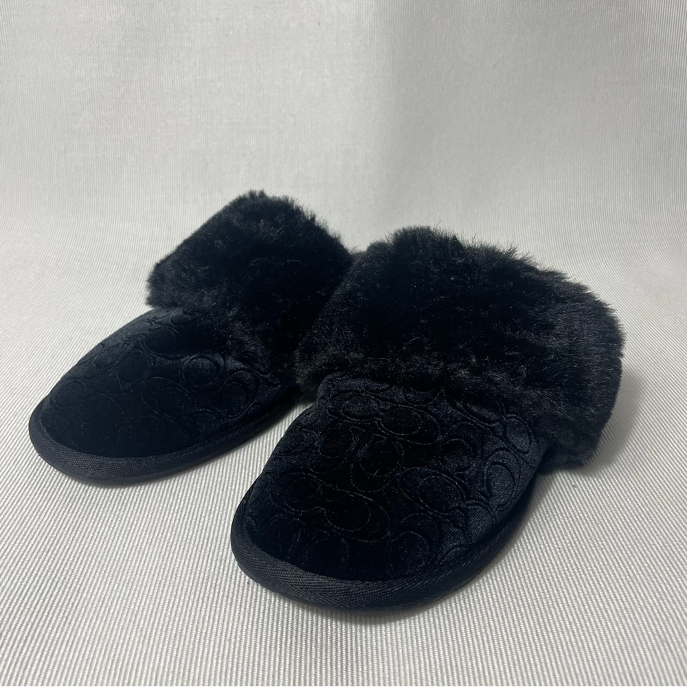 COUCH Velvet Faux Zuri Slippers in Black, size 8B